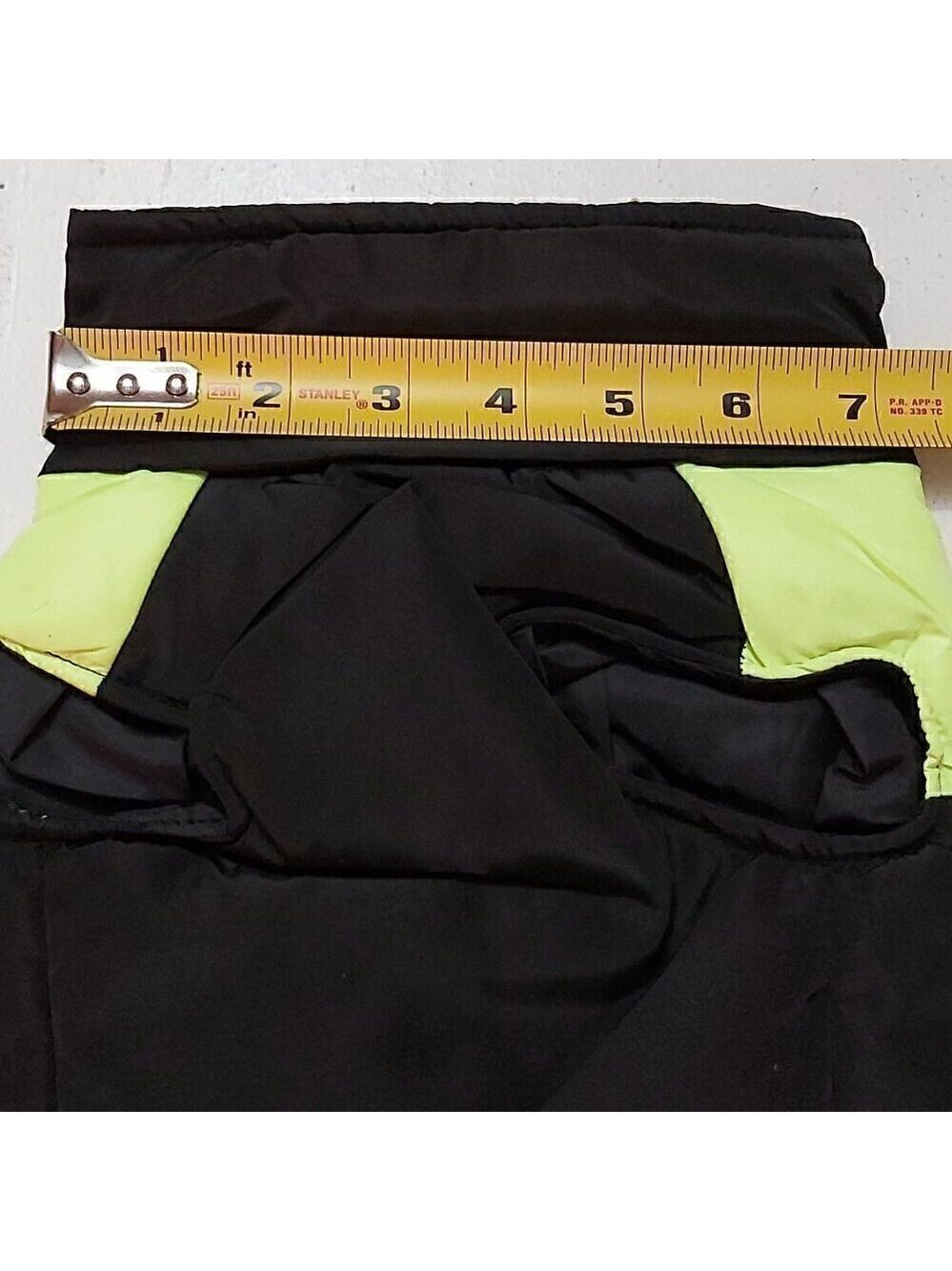 Black Dog Winter Coat with Fluorescent Green Stripe - Zipper Closure, Size Large - Picture 3 of 7